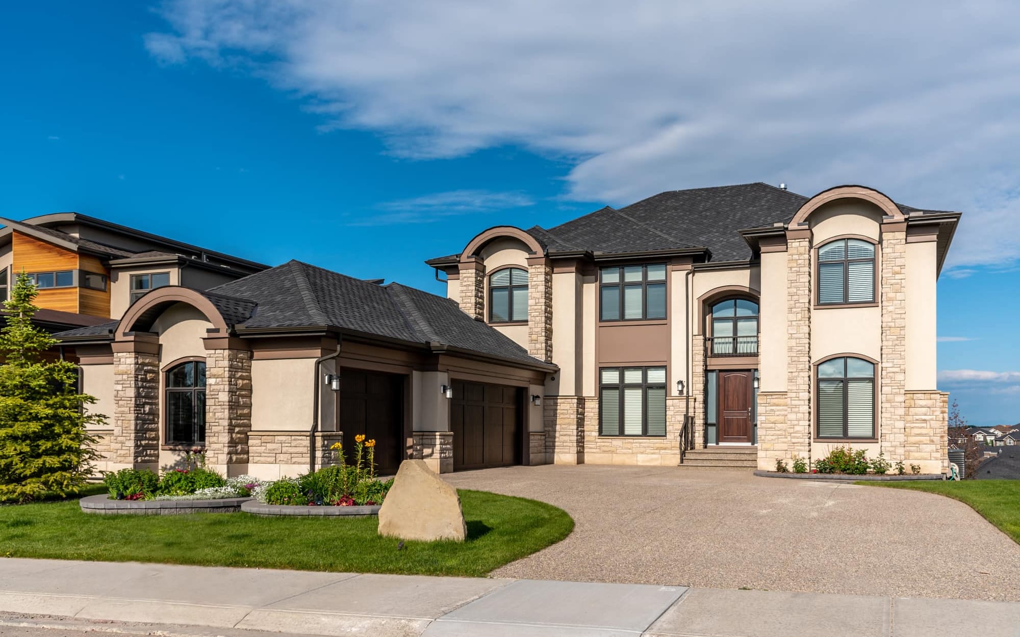 Luxury Calgary residence at dusk